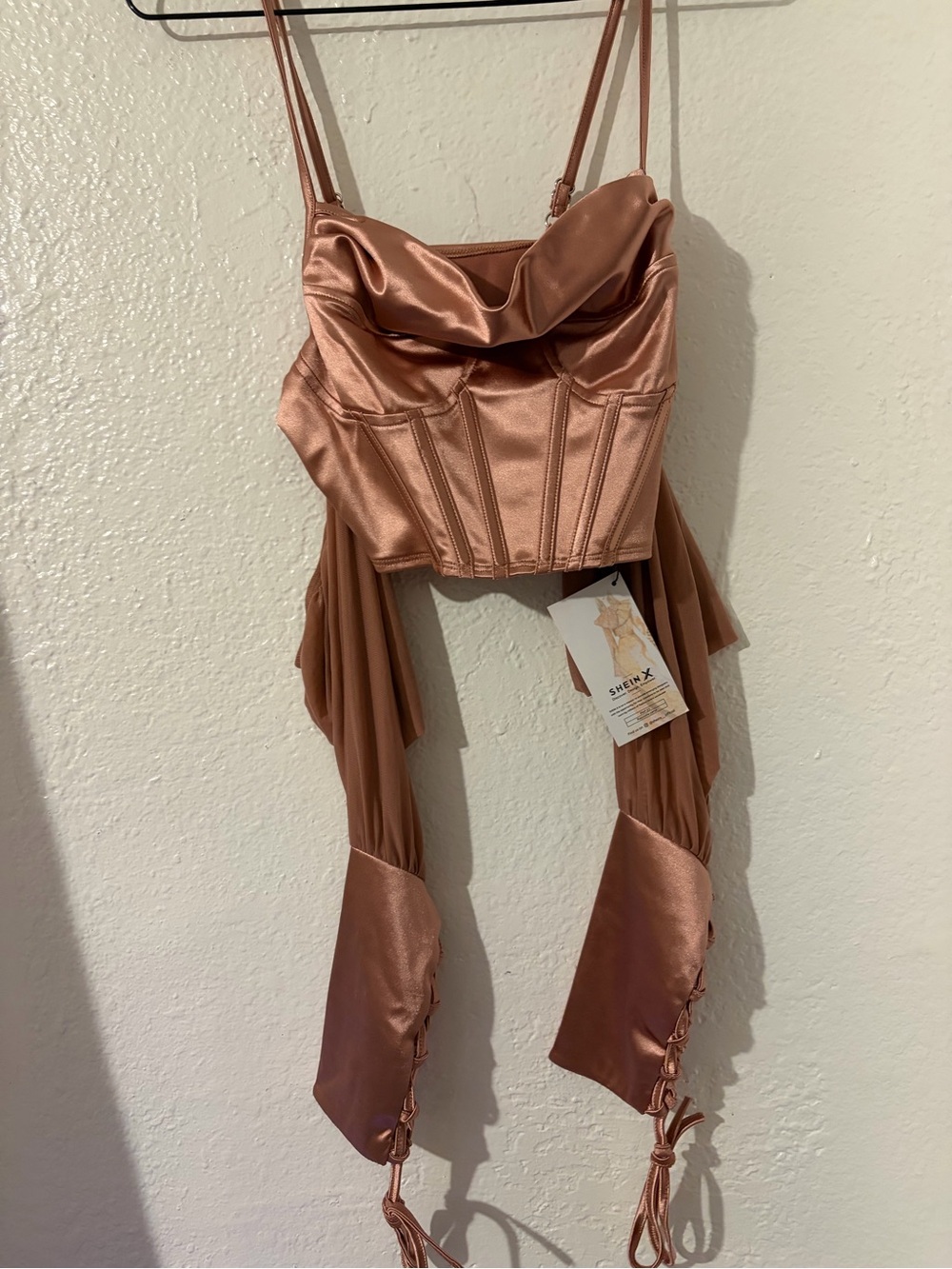 Shein Satin Corset Bustier Top in Rose Gold